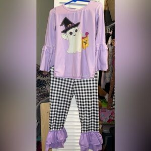 Purple Ghost Set with Checkered Pants girls 4T